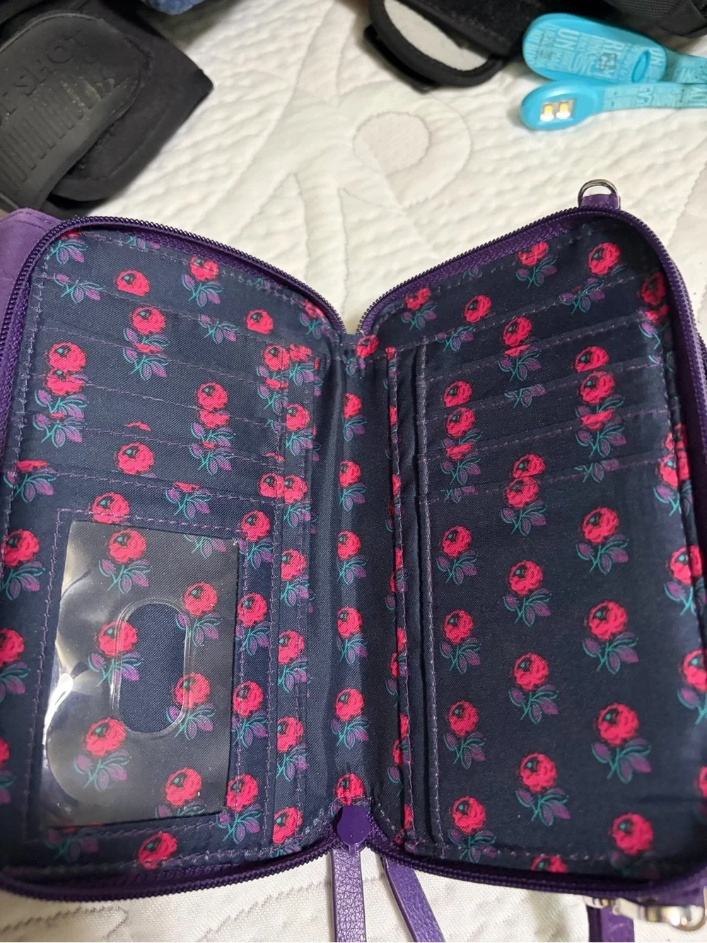 Vera Bradley Quilted Purple Wristlet Wallet - Picture 3 of 5